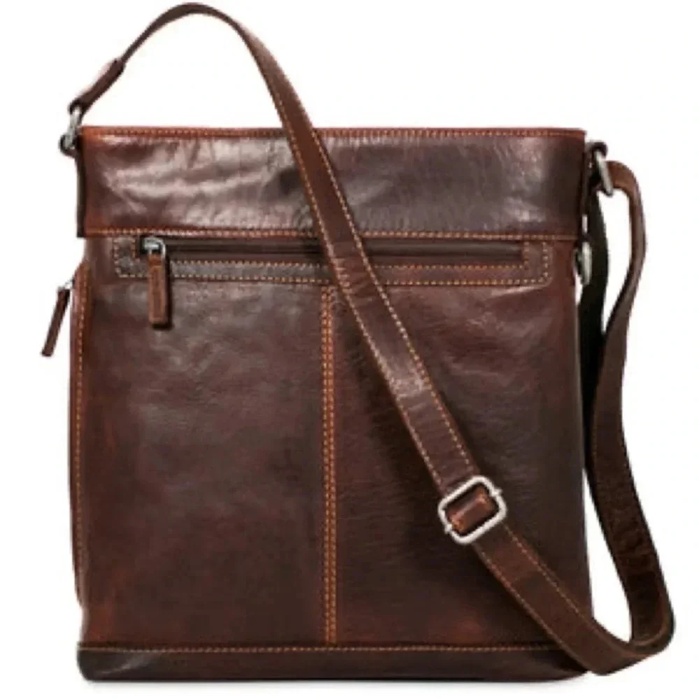 JACK GEORGES Voyager Brown Leather Crossbody Bag